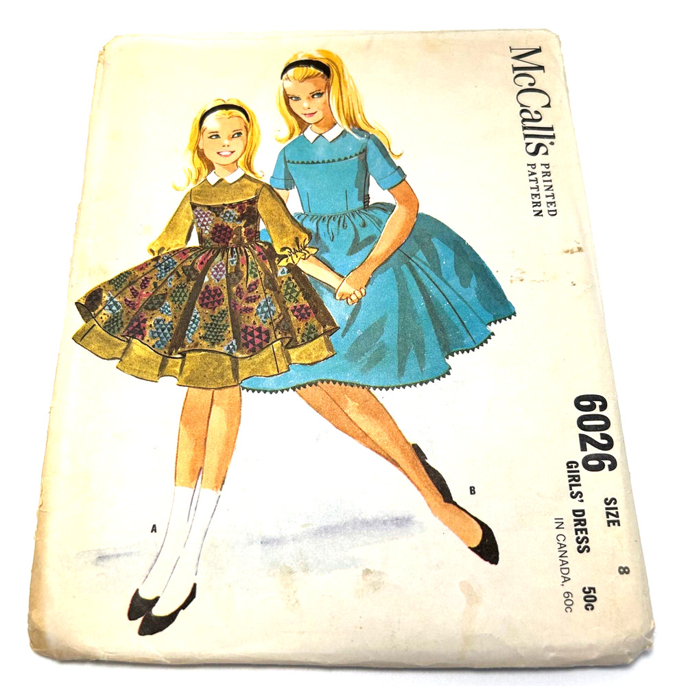 McCalls Vintage 1960's Pattern #6026‎ Girls Flare Dress Size 8